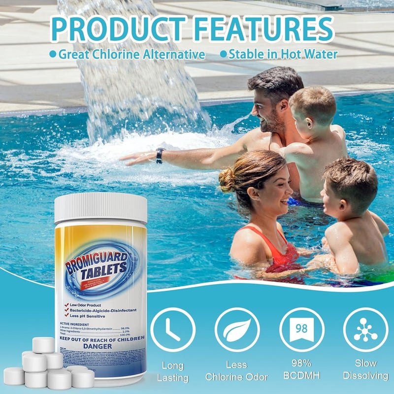 BROMIGUARD Bromine Tablets for SPA Hot Tub 1 inch Tabs Brominating Tablets Booster Soft Water Feel No Chlorine Odor Chemical Sanitizer (2.2 LBS) - Image 4